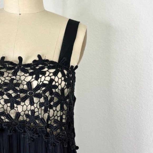 FCUK French Connection Lace Bust Crinkle Midi Slit Dress - Picture 4 of 7